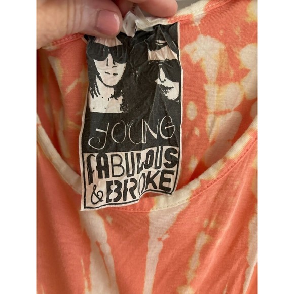 Young Fabulous & Broke Tank Top Womens Size Small Orange Tie-dye Twisted Back - Picture 3 of 4